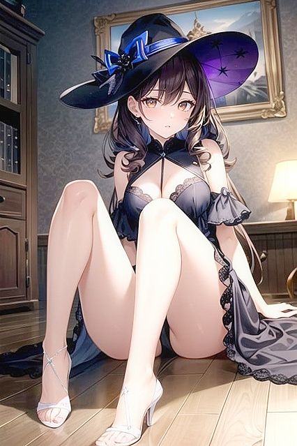 Halloween Night Fisheye Fun with SeductiveBrown-Eyed Beauty in Hentai Picture