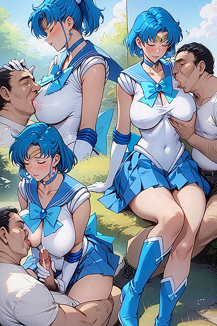 Kissing and Handjob Picture with a Busty Babe in Hentai Porn