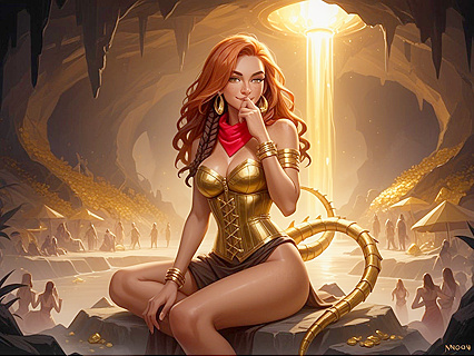 Freckled Breasts and Golden Eye Patch Tease in Scorpion Tail hentai Picture