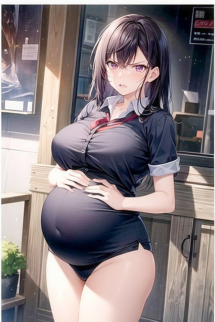 Huge Breasts Lifting Skirts and Intimate Hugs from Behind in Hentai'Picture