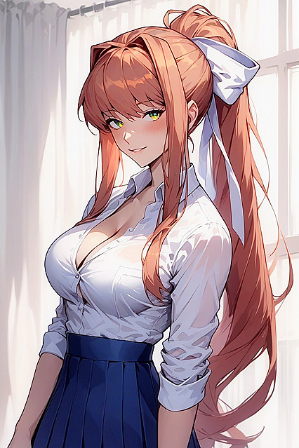 Monika from Doki Doki Literature Club in Seductive Hentai Images