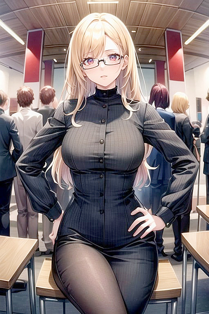 Sumire Yoshizawa Poses Hands on Hips in Steamy Harem Hentai Picture
