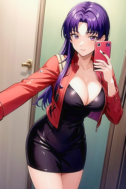 Misato from Evangelion Shows Off Her CamelToe in Sexy Selfie Hentai Image