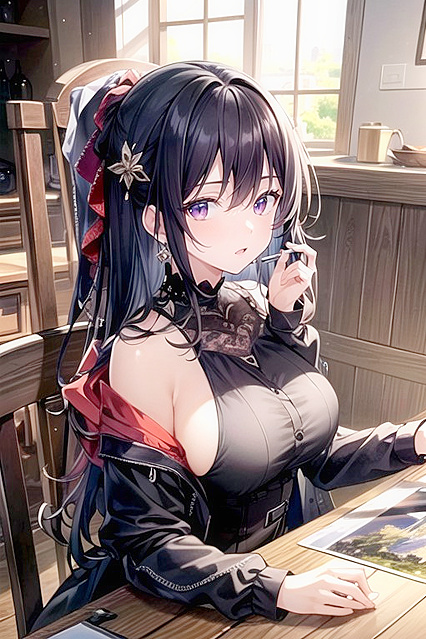 Sunny with Blue Eyes and Perfect Fake Breasts in Seductive Hentai Picture
