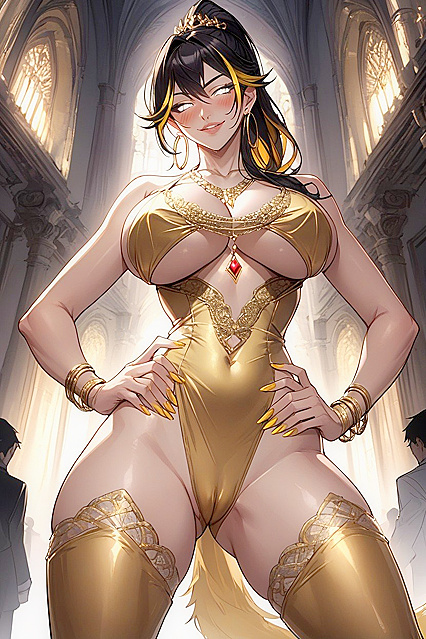 Golden-Dressed Yellow Fur Character in Steamy Hentai Picture