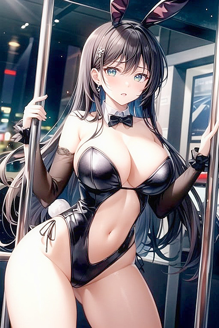 Bunny Girl 18+ with Massive Ass Strips Down at the Club in hentai Picture