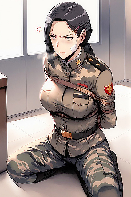 Tied-Up Black-Haired Beauty Exploring  Hentai Desires