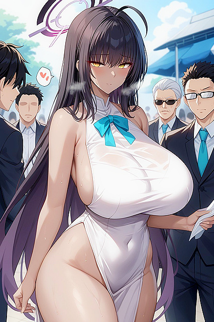 Big-Hipped Babe Gets Fucked Standing Up in Public Hentai Image