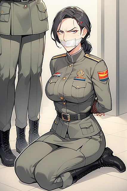 Adult Woman Bound with Arms Behind Her in Seductive Hentai Picture