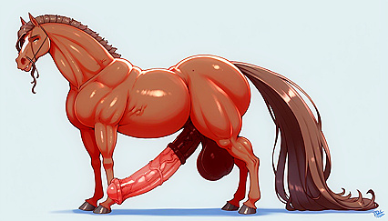 HDR Equine Body with Abnormally Huge Cock in  Hentai Picture