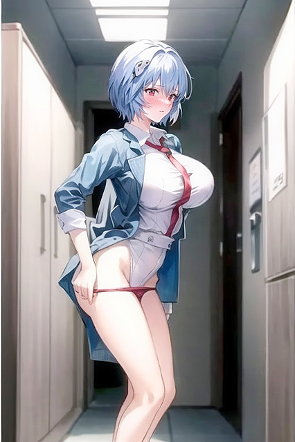 Ayanami Rei's Panties Pulled Down in Embarrassing Evangelion Hentai Image