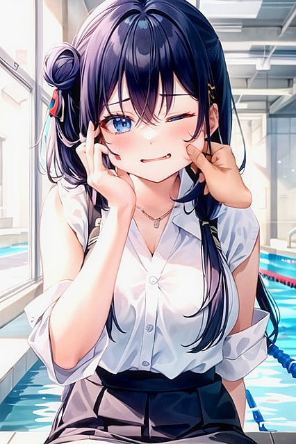with Small Breasts and Big Blue Eyes Seduces inUniform Hentai Bliss
