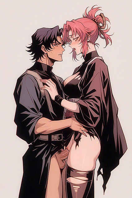 Skinny Girl 18+ with Thick Thighs Stands for Steamy Hentai Picture