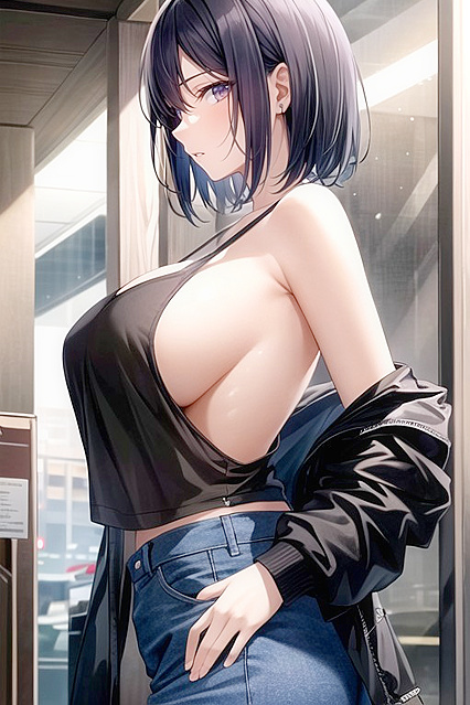 18-Year-Old Black-Haired Cutie in Short Image Hentai Pleasure