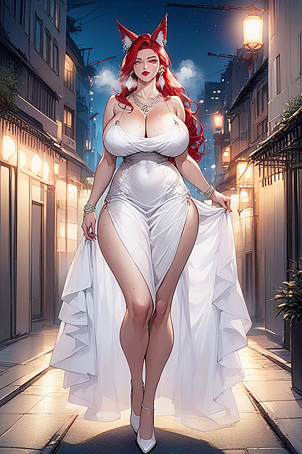 Red-Haired Beauty with Huge Breasts Enjoys  Hentai Pleasure