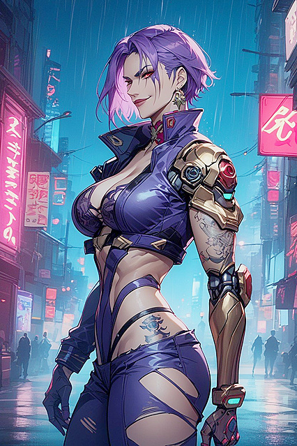 Cyberpunk Cityscape Adds Edge to Seductive Waist Shots in Hentai Side Views