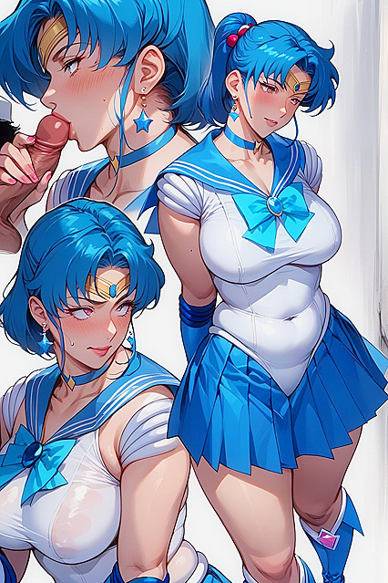 Sailor Mercury in Translucent Bodysuit and Knee-High Blue Boots –Hentai Pleasure