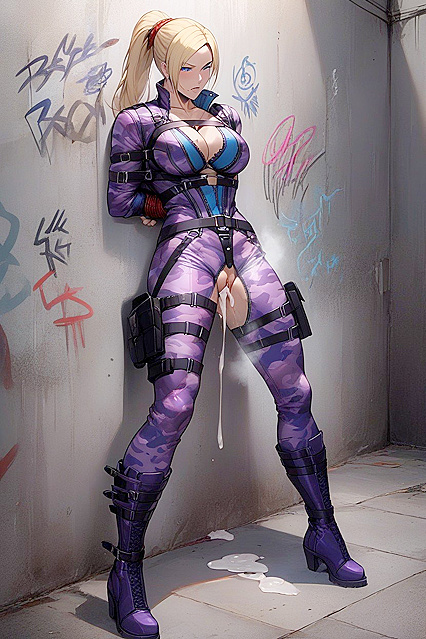 Cum Leaks in Purple Camo Thigh-High Boots –  Anime Hentai Picture