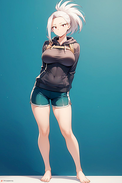 White-Haired Beauty with Red Eyes Expresses Her Desire in Steamy Hentai Images