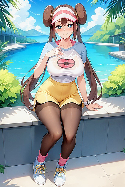 Rosa from Pokémon Wears Sheer Black Nylons and Sneakers for Steamy Hentai Fun