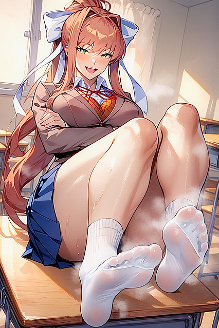 Rounded Breasts and Oiled Skin in Erotic Arms-Crossed Hentai Picture