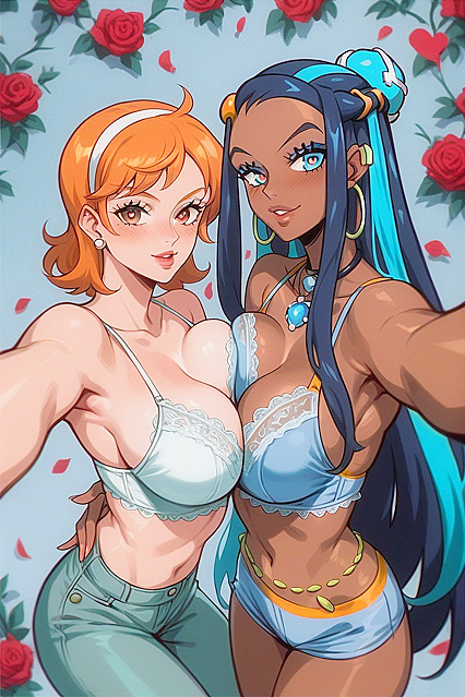 Huge Breasts and Rose Petals – A Sensual Selfie Hentai Fantasy