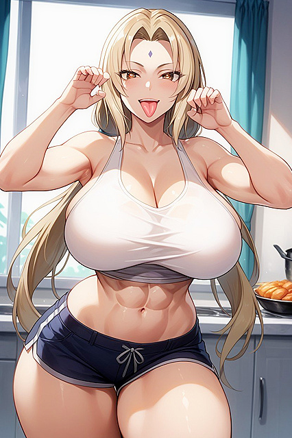 Front View of Busty Beauty with Round Ass and Seductive Smile in hentai AIPorn