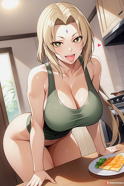 Tsunade Shows Off Her Seductive Smile and Playful Tongue in Steaming Hentai Picture