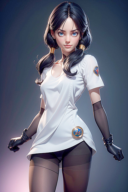 Videl from Dragon Ball Z Seduces in Full-Body Pantyhose for Steamy Hentai Picture