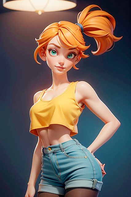 Misty from Pokémon Wearing Red Sneakers and Pantyhose in Steamy Hentai Images