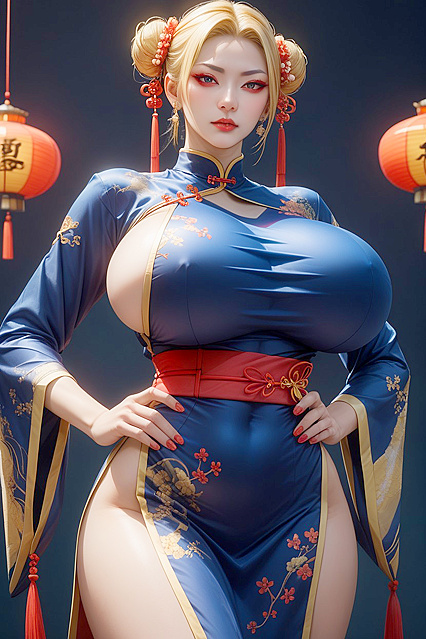 Hanfu Clad Beauty Enjoys Busty Expansion in Grinning Hentai Bliss