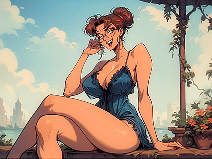Blue-Eyed Waif Stares Intently at You in Erogenous Hentai Image