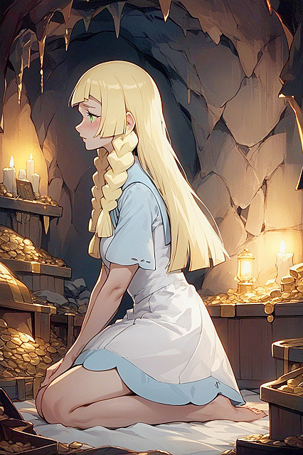 LilliePokemon Kneels Submissively in Seductive Side View Hentai Picture