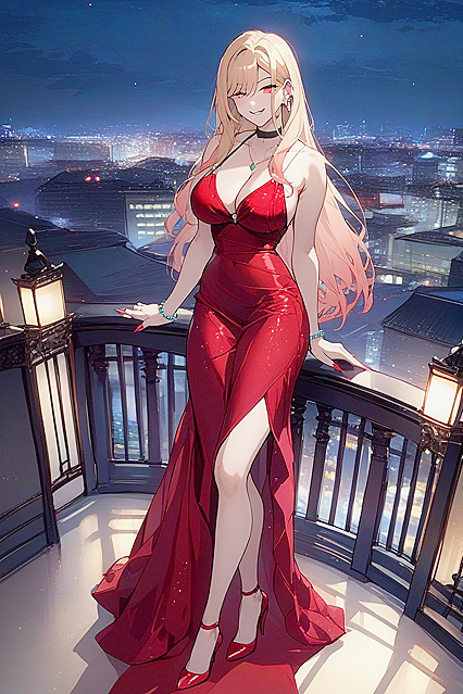 Kitagawa Marin Wears Red Silk Dress for Passionate Night hentai Pleasure