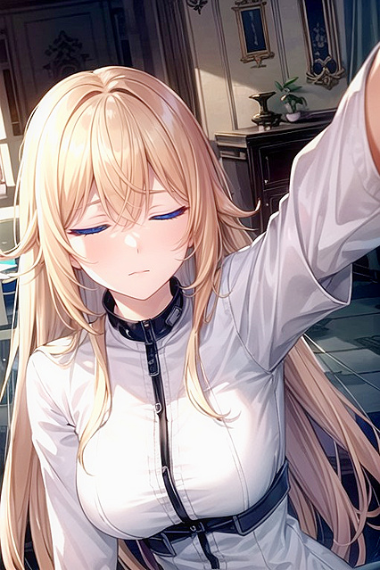 Blonde-Haired Beauty with Sad Blue Eyes Seduces in hentai AIporn