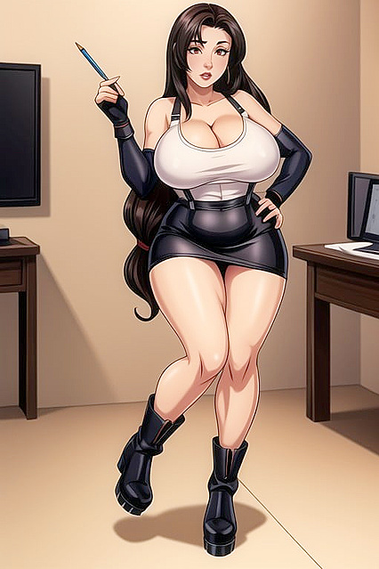 Thick Chunky Thighs in Office Setting for Mouth-Watering Hentai Picture