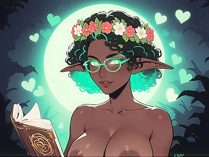 Glowing-Eyed Elf Teases with Seductive Fingers in Erotic Hentai Images