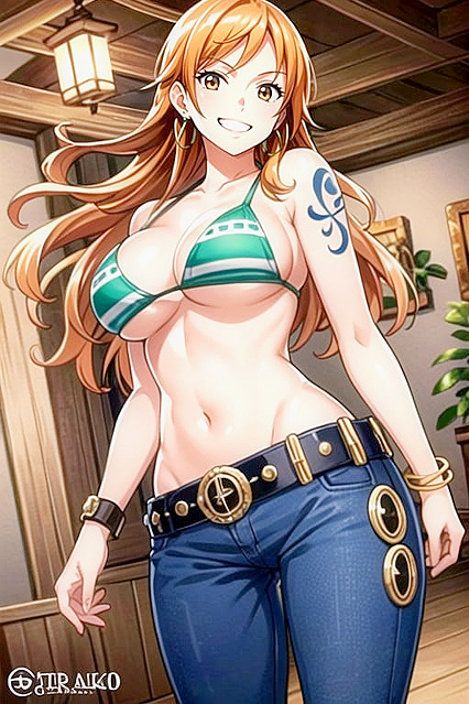 Nami from One Piece Smiles Seductively in Steamy Hentai Images
