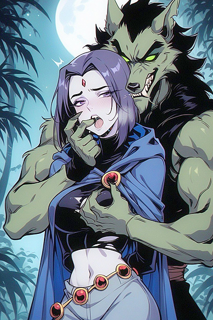 Raven from Titans Lost in Pleasure with  Motion Line Orgasms