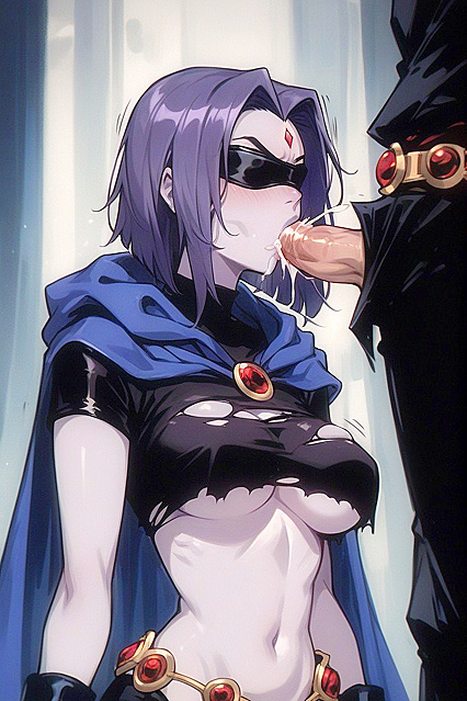 Raven from Titans Reveals Underboob in Torn-Clothes Hentai Images