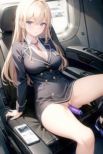 Braided Flight Attendant Shows Off Her Medium Ass in Seductive Hentai Images