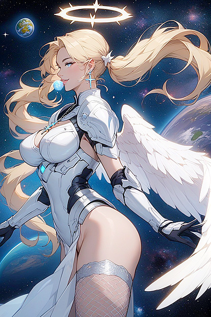 White Fishnet Stockings Cover Her Body for Shooting Star hentai Pleasure