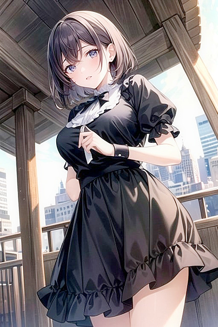African Beauty with Short Hair Shows Off Her Busty Charms in Hentai Fun