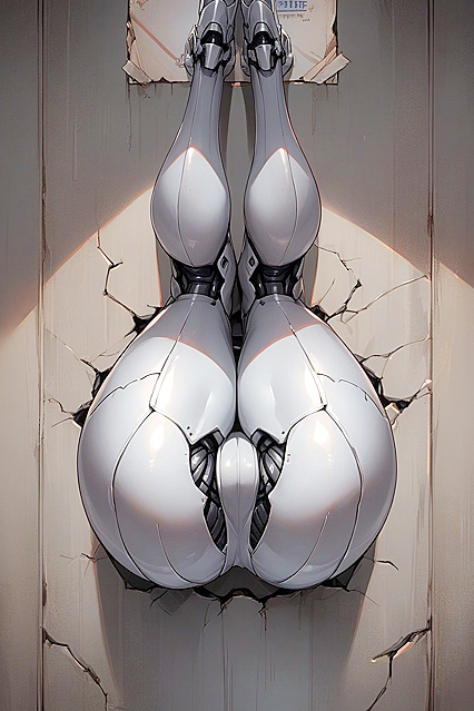 Legs Up Against Glory Wall in Shiny metallic Skin Hentai Picture