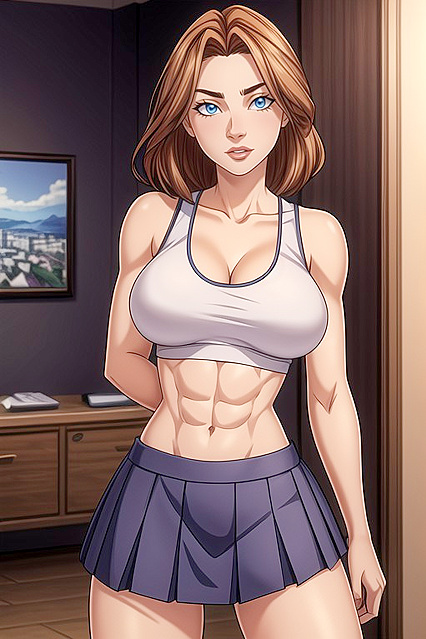 Fit Chick in Her 20s Shows Off in a Sexy Skirt for Steamy Hentai Picture