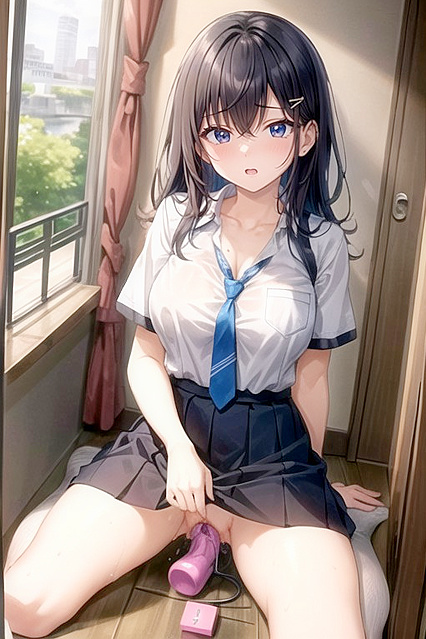 Medium Breasted Black Haired Beauty Enjoys  Dildo Picture in Hentai AIPorn
