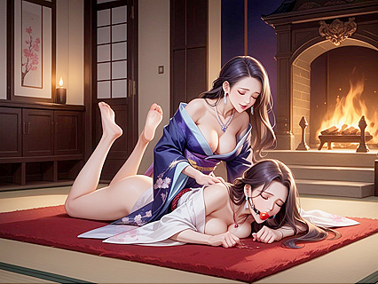 Kimono Futanari Drips Vagina Juice on Legs During  Hentai Orgasm
