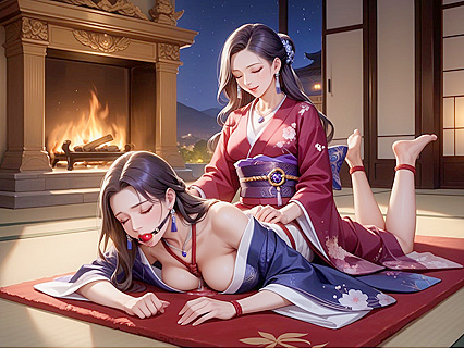 Nighttime ProneBone Picture by the Cozy Fireplace in Hentai Bliss