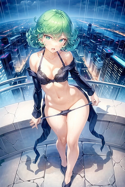 Tatsumaki from One Punch Man Gets Smacked in Wild Standing Hentai Images