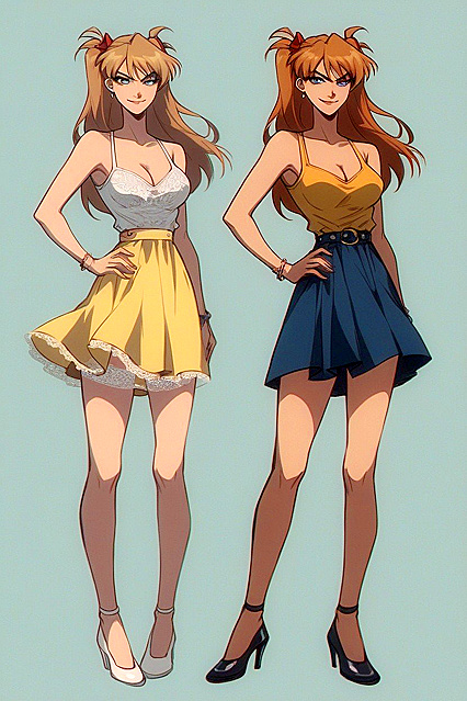 Asuka Langley Sora Poses with Hands on Hips in Seductive Hentai Images